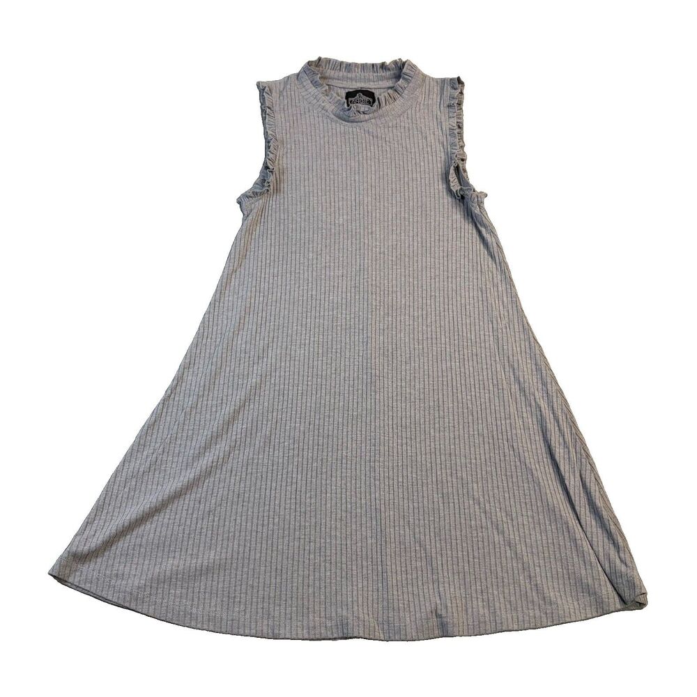 Angie Gray Ribbed Ruffle Sleeveless Dress Womens Size S Boho Festival